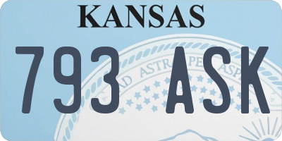 KS license plate 793ASK