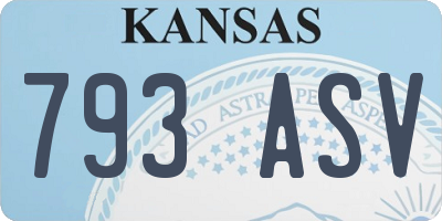KS license plate 793ASV