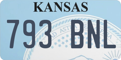 KS license plate 793BNL