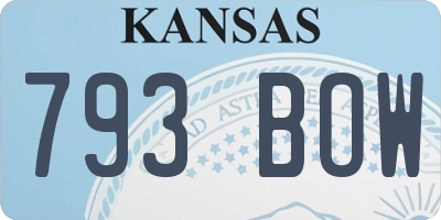 KS license plate 793BOW