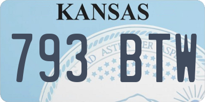 KS license plate 793BTW