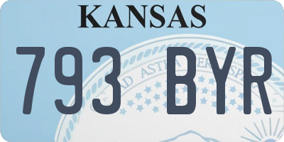 KS license plate 793BYR