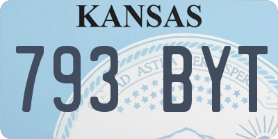 KS license plate 793BYT