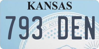 KS license plate 793DEN