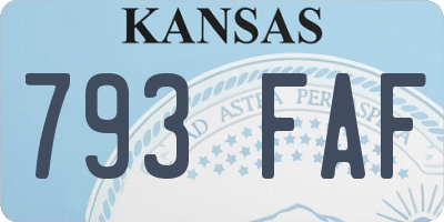 KS license plate 793FAF