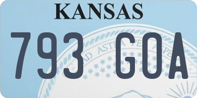 KS license plate 793GOA