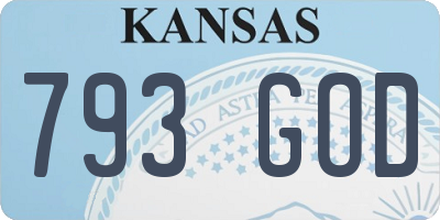 KS license plate 793GOD
