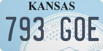 KS license plate 793GOE