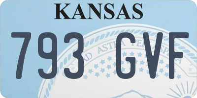 KS license plate 793GVF