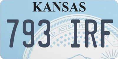 KS license plate 793IRF