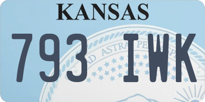 KS license plate 793IWK