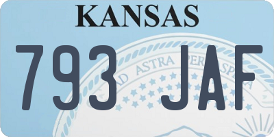 KS license plate 793JAF