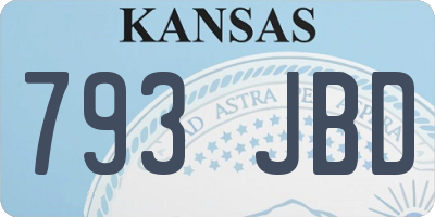KS license plate 793JBD
