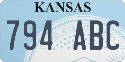 KS license plate 794ABC