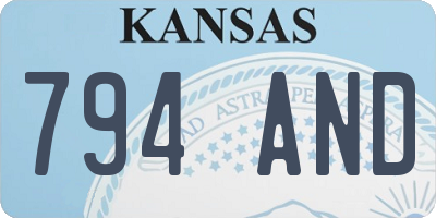 KS license plate 794AND