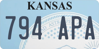 KS license plate 794APA