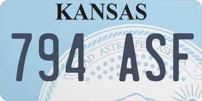 KS license plate 794ASF