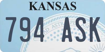 KS license plate 794ASK