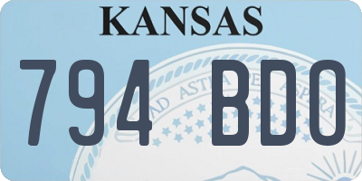 KS license plate 794BDO
