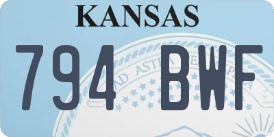 KS license plate 794BWF