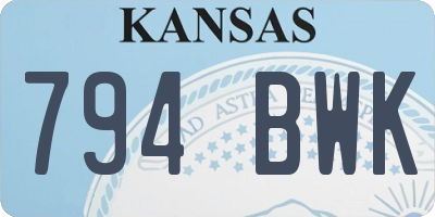 KS license plate 794BWK