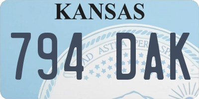KS license plate 794DAK