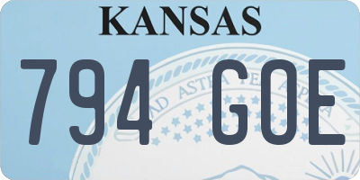 KS license plate 794GOE