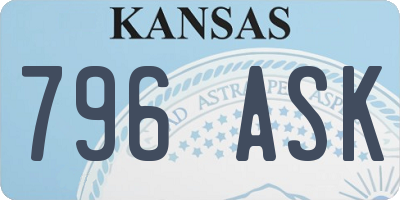 KS license plate 796ASK