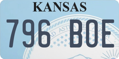 KS license plate 796BOE
