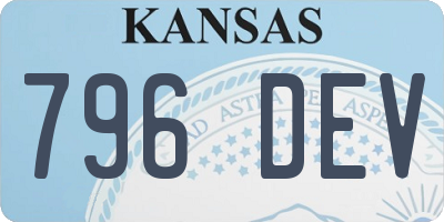 KS license plate 796DEV