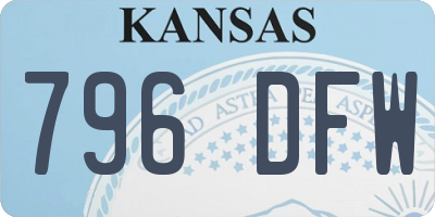 KS license plate 796DFW