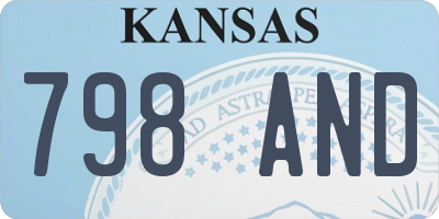 KS license plate 798AND