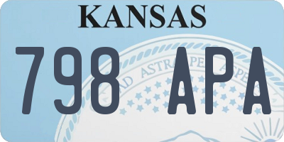 KS license plate 798APA