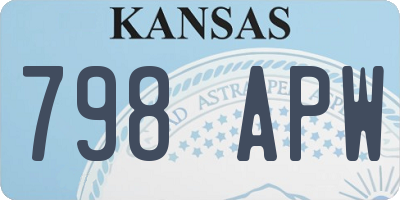 KS license plate 798APW