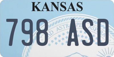 KS license plate 798ASD