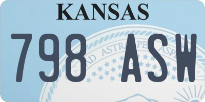 KS license plate 798ASW