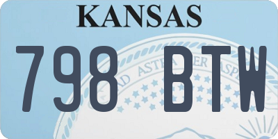 KS license plate 798BTW