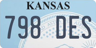 KS license plate 798DES