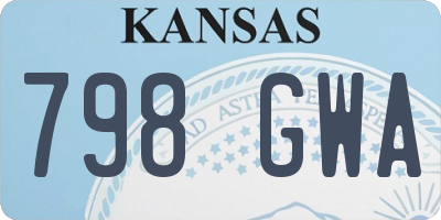 KS license plate 798GWA