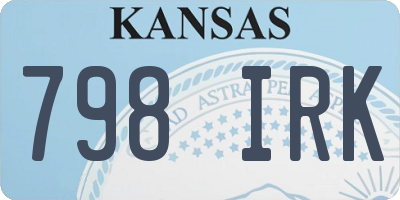 KS license plate 798IRK