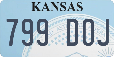 KS license plate 799DOJ
