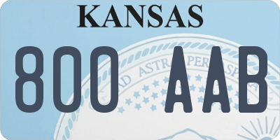 KS license plate 800AAB