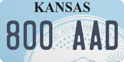 KS license plate 800AAD