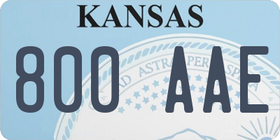 KS license plate 800AAE