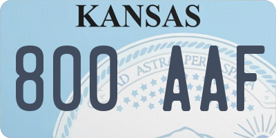 KS license plate 800AAF