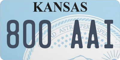 KS license plate 800AAI