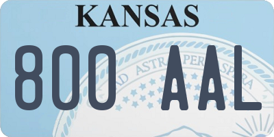 KS license plate 800AAL