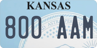 KS license plate 800AAM