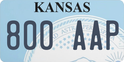 KS license plate 800AAP