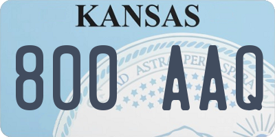 KS license plate 800AAQ